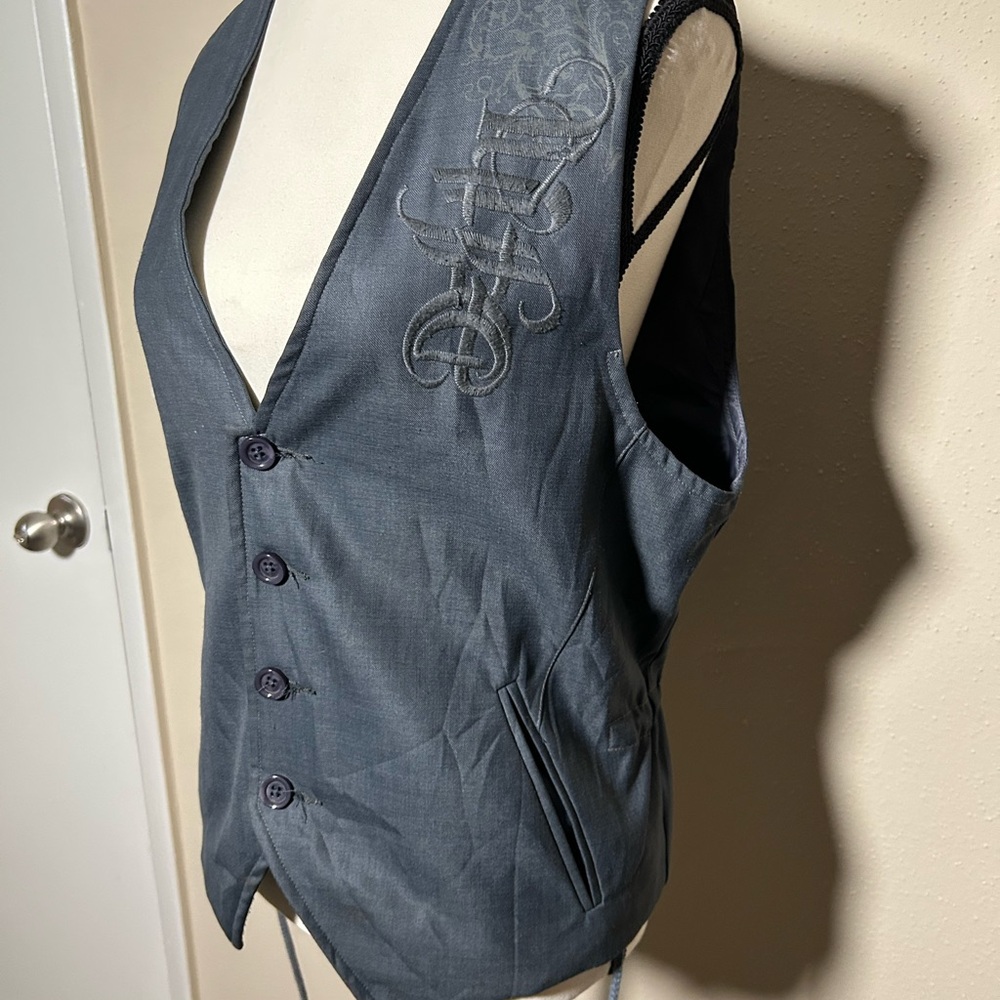 Source Unknown Gray Button-Up Vest - image 2